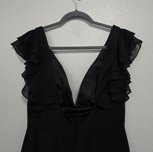 Mac Duggal 67458 Ruffle Sleeve Backless Black Mini Dress - Picture 5 of 6